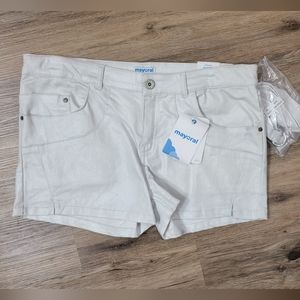 Girls White Silver Shimmer Shorts Size‎ 18 NWT